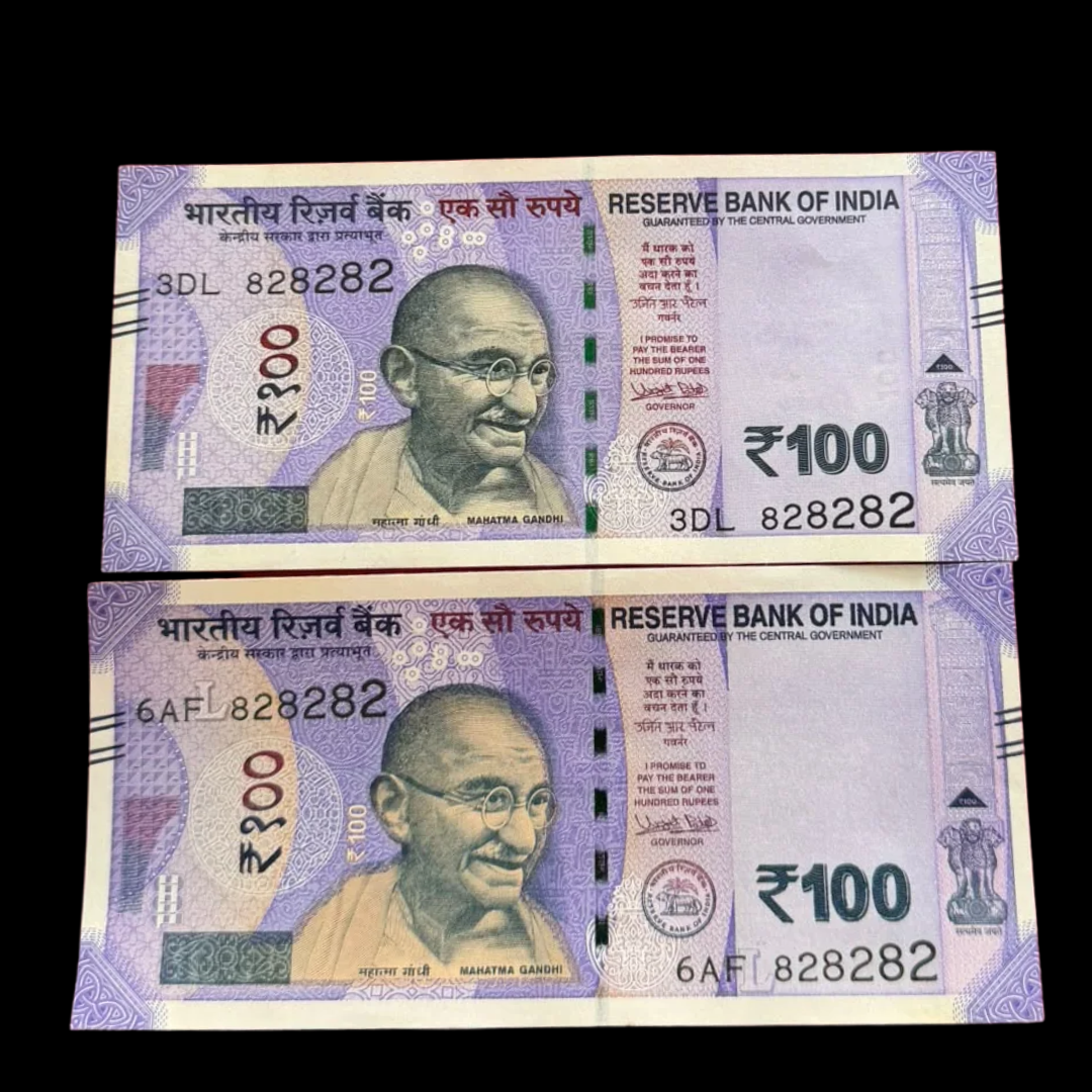 Rs 100 Note 828282 Set Of 2 Tripling No Fancy Rare Collectible