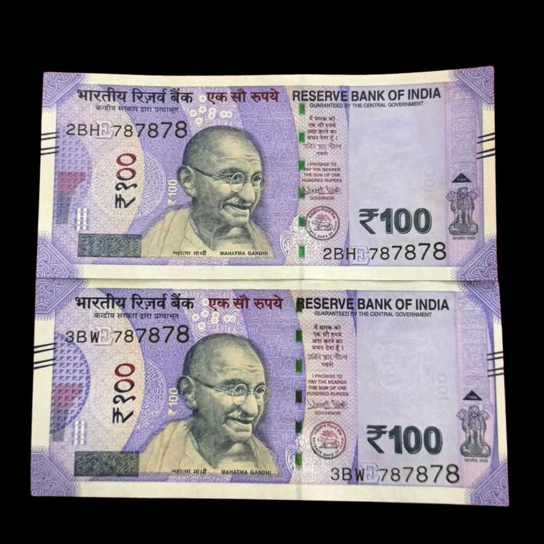 Rs 100 Note 787878 Set Of 2 Tripling No Fancy Rare Collectible