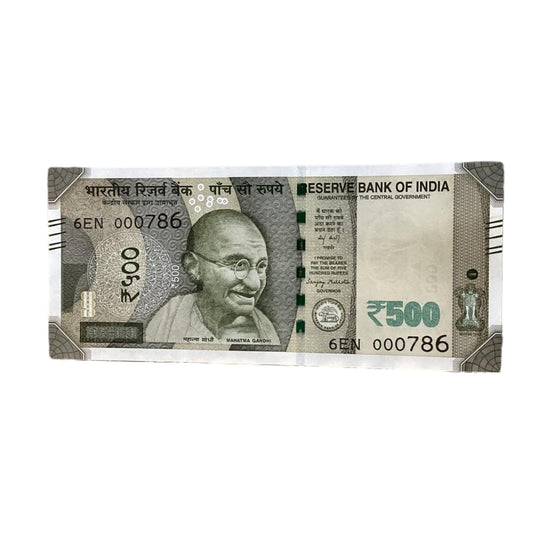 Rs 500 note 000786 holy bismillah number governor sanjay malhotra  rare collectible