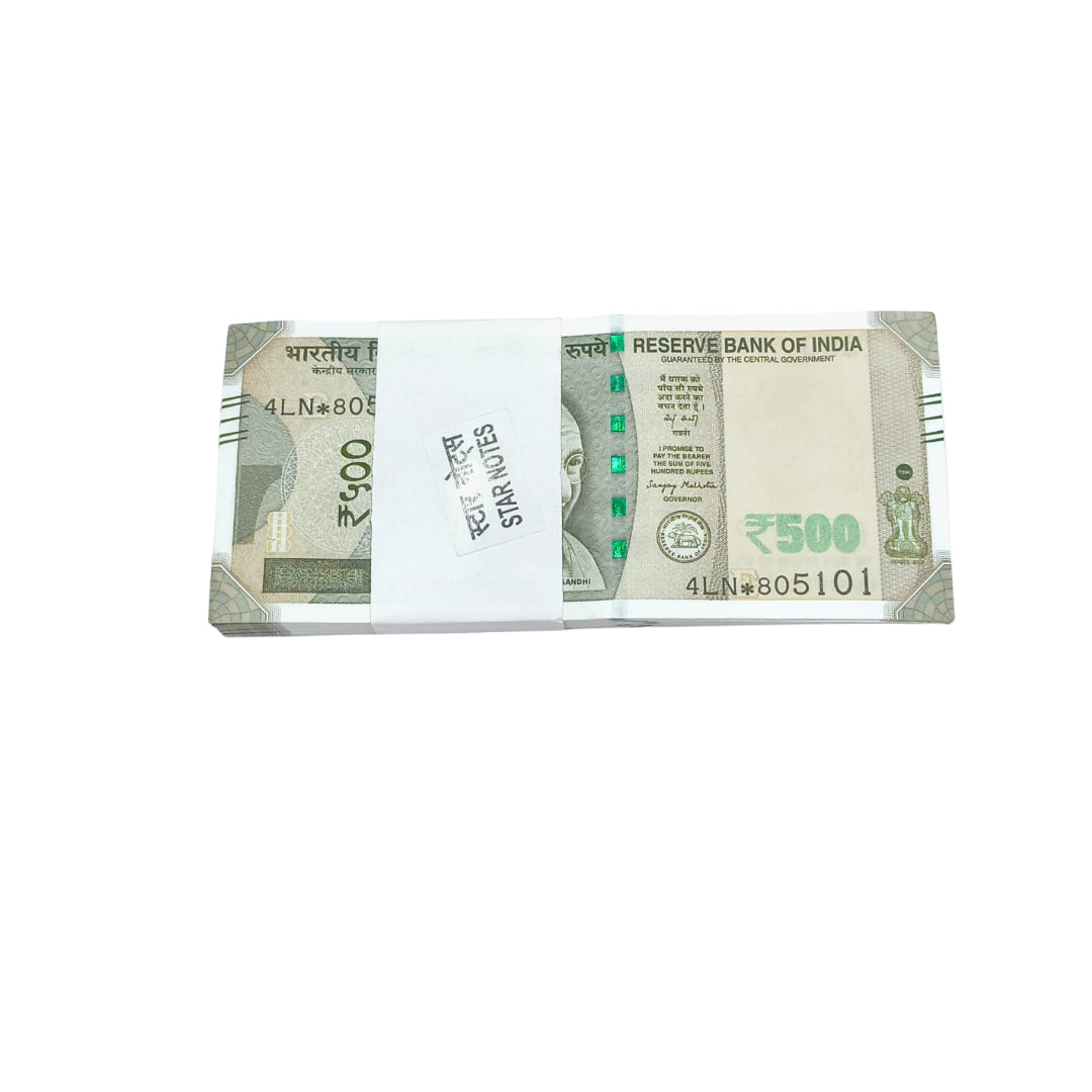 Rare ₹500 star note packet with serial number 805101✱, Sanjay Malhotra signed 100 UNC notes full bundle