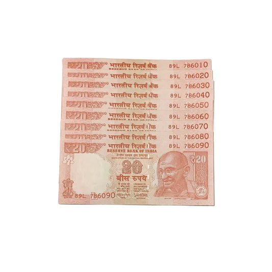 Rs 20 note telescopic 786010-786090 middle 786 holy bismillah number governor urjit patel rare collectible