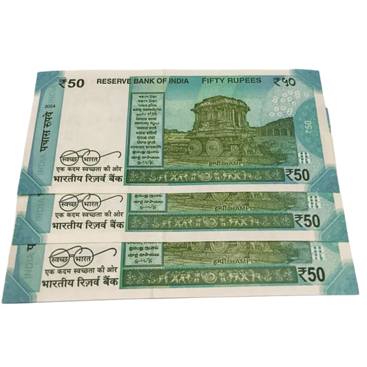 Rs 50 semi fancy number lot of 3 notes superb for collection low rate grab it
