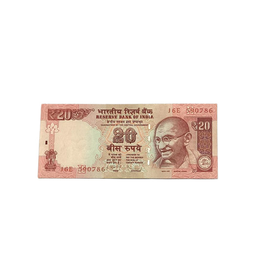 Rs 20 note 590786 ending 786 holy bismillah number governor subbarao rare collectible