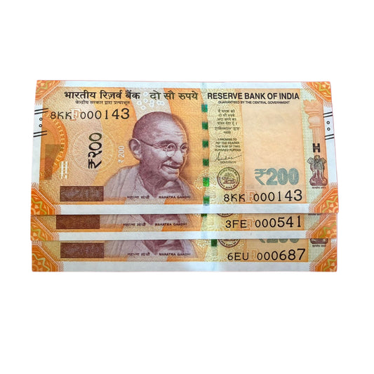 Rs 200 Note Set of 3 Lower + Fancy Number or Holy Number