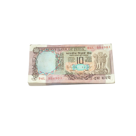 Rare ₹10 note packet with serial number 994901, RBI issue 100 UNC notes full bundle