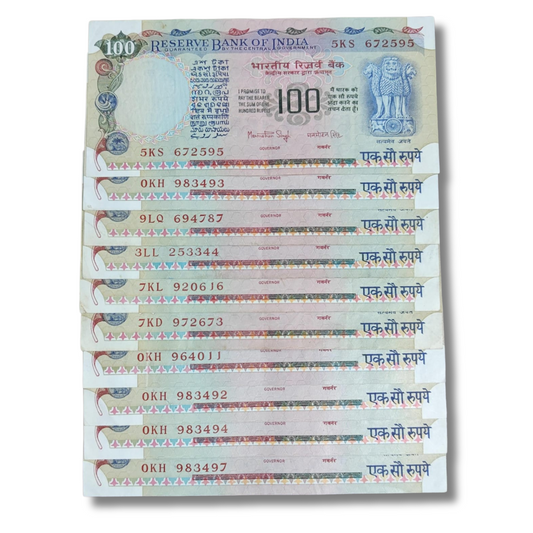 Rs. 100 Agriculture Note Old Issue 10 piece Set Governor Name Manmohan sing