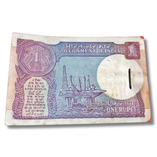 Rs 1 small coin  holy number starting 08 6 876001 bimal jalan sign unc