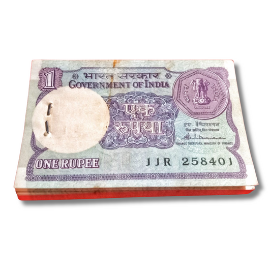 Rs 1 small coin old issue serial packet 258401 unc s venkatraman sign