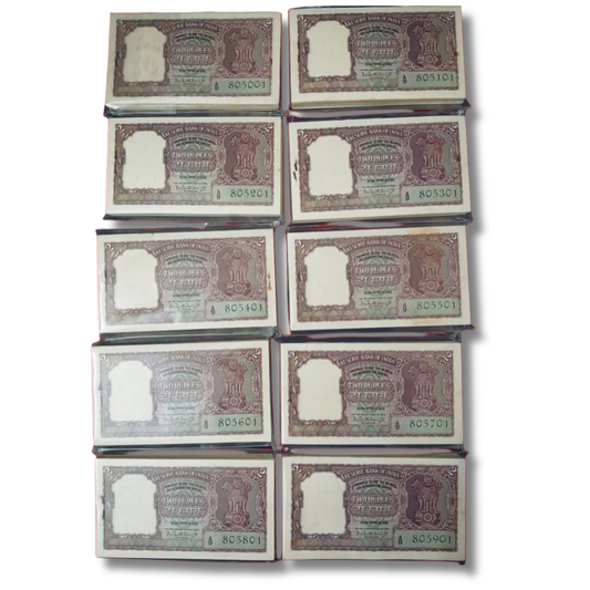 Rs 2 rare half tiger  full serial ream pc bhattacharya gem unc condition extremely very hard to get