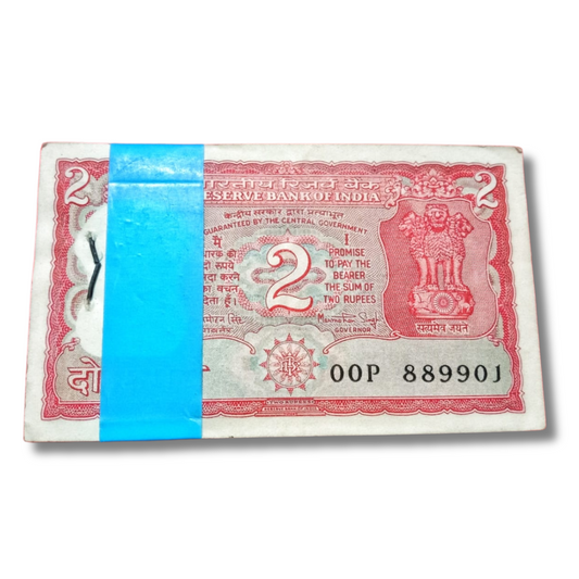 Rs 2 tiger issue serial packet 00P prefix 889901 fancy packet rare governor manmohan singh excellent condition