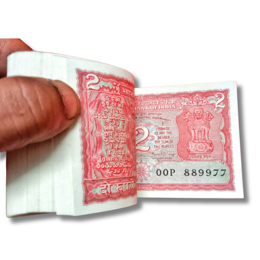 Rs 2 tiger issue serial packet 00P prefix 889901 fancy packet rare governor manmohan singh excellent condition