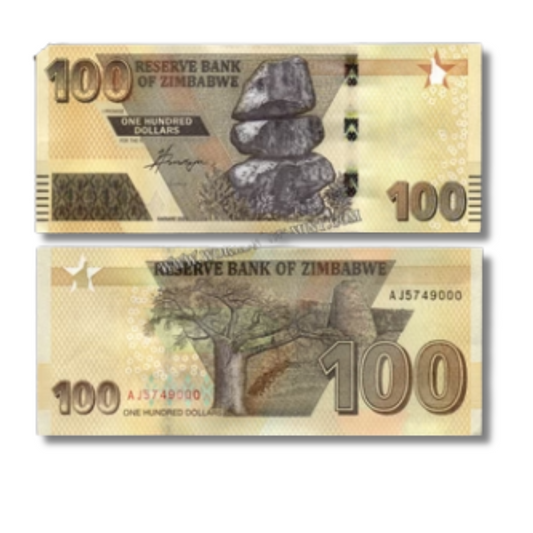 100 dollars Zimbabme unc condition