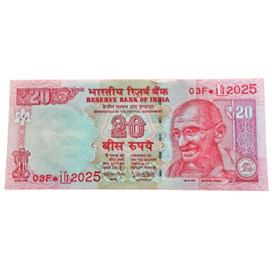 Rs 20 Old Telescopic Super Birthday Star 03 F 112025 November 11 2025   Very Very Rare Governor Urjit Patel Excellent Condition