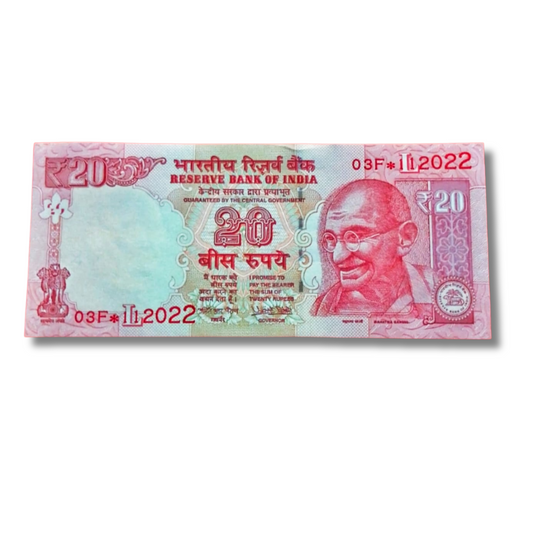 Rs 20 Old Telescopic Super Birthday Star 03 F 112022 November 3 2022  Very Very Rare Governor Urjit Patel Excellent Condition