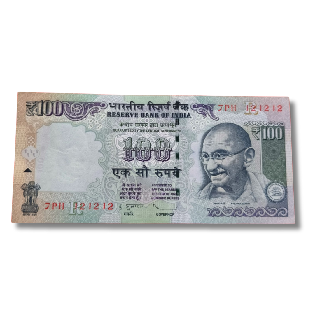 Rs 100 Old 12.12.12 Birthday Plus Tripling Number Governor Subbarao Unc Condition