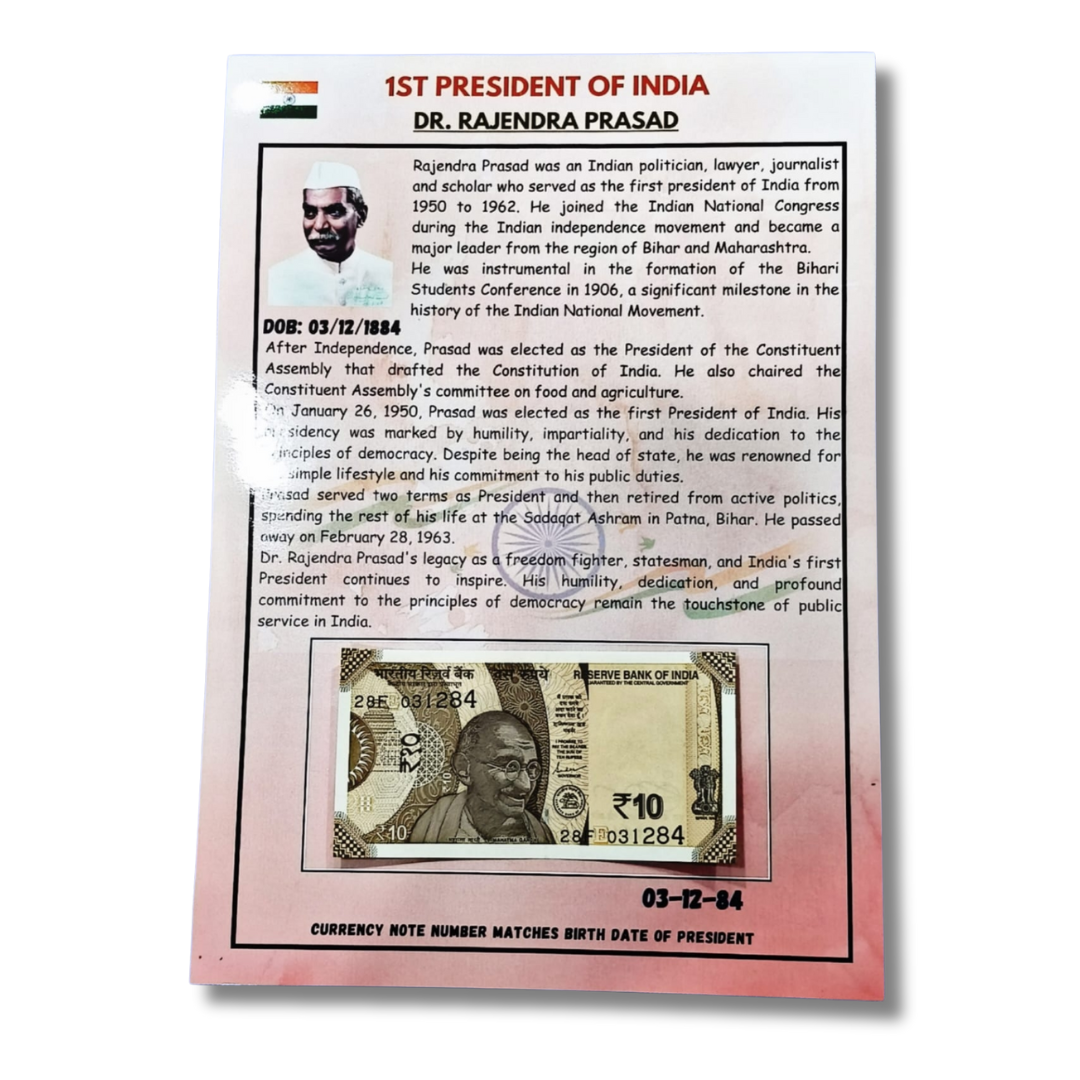 ₹10 Old Issue Note – Date of Birth 03.12.1884 | Dr. Rajendra Prasad | Excellent Condition