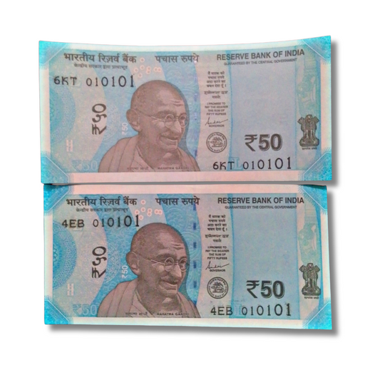 Rs 50 New Tripling And Date Of Birth 01.01.01 Each Note 500 Governor Shakti Kant Das Excellent Condition