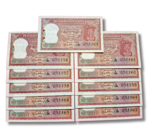 ₹2 Old Diamond Issue Birthday Notes Lot (11 Pieces) | UNC Condition | P.C. Bhattacharya Sign
