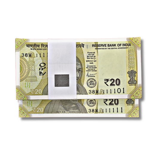 ₹20 Birthday/Fancy Note Packet – Prefix 38W | Serial 111101 + Super 111111