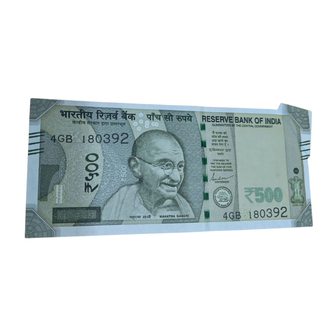 Rs 500 New Extra Paper Error 180392 Governor Shaktikant Das Unc Condition