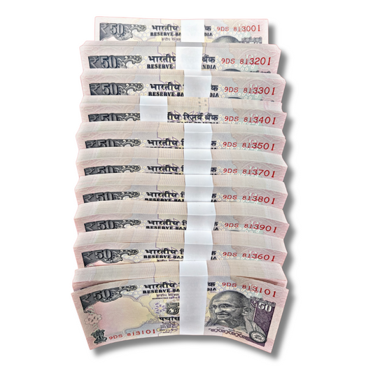 Rs 50 Old Telescopic 10 Packet Different Number Governor Urjit Patel Excellent Condition