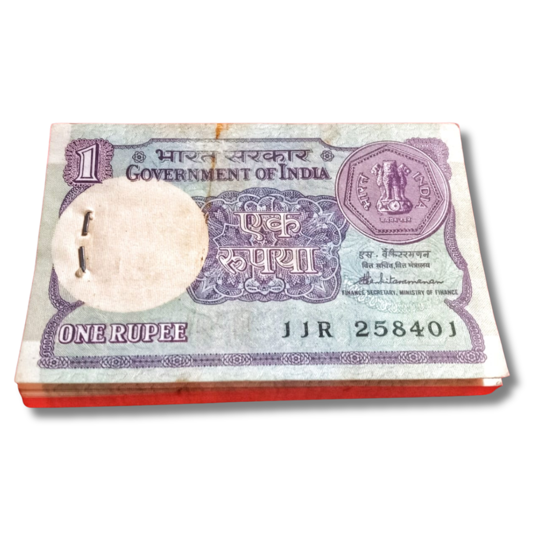 Rs 1 Small Coin Old Issue Serial Packet 258401 Unc S Venkatraman Sign