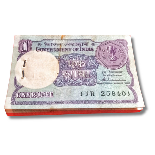 Rs 1 Small Coin Old Issue Serial Packet 258401 Unc S Venkatraman Sign