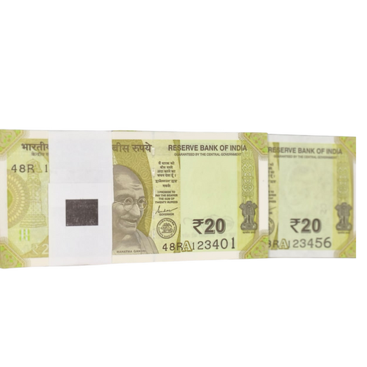 Rs 20 Note Super Fancy Note Packet 123401 with 123456 100 Notes