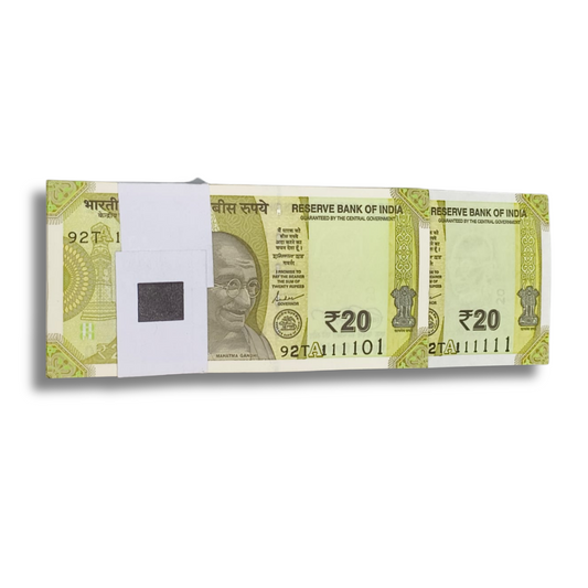 Rs 20 Note Super Fancy Note Packet 111101 with 111111 100 Notes