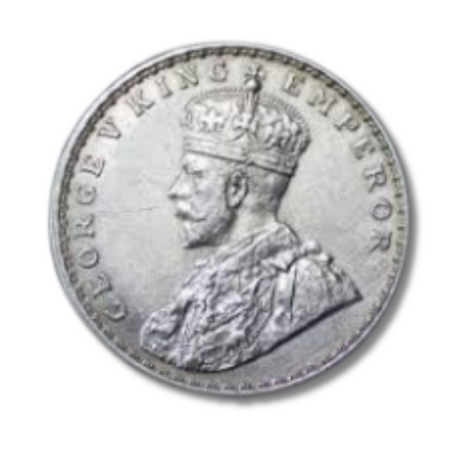One rupee George V king 1915 silver coin