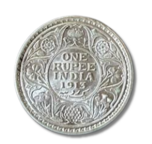 One rupee George V 1913 silver coin