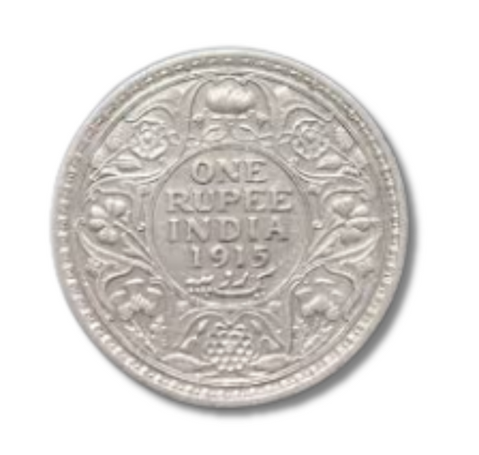 One rupee George V king 1915 silver coin