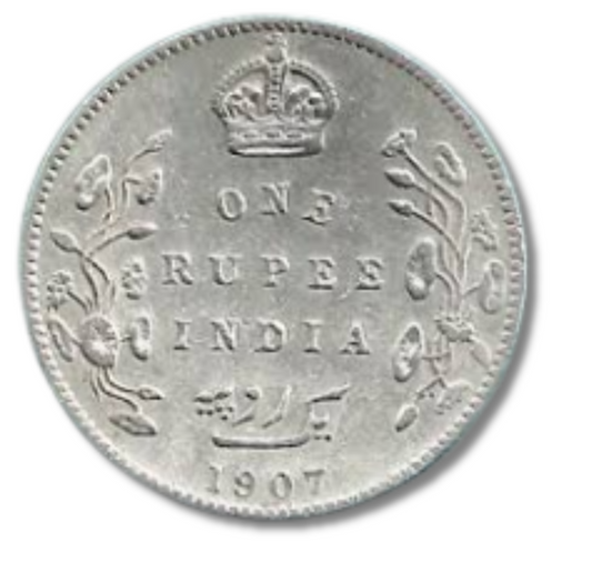 One rupee Edward 1907 Silver coin