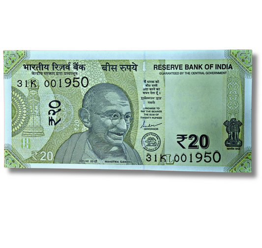 Rs 20 new 001950 year of republic day  governor shakti kant das gem unc condition