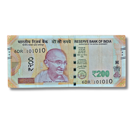 Rs 200 new 101010 date of birth plus tripling number excellent condition
