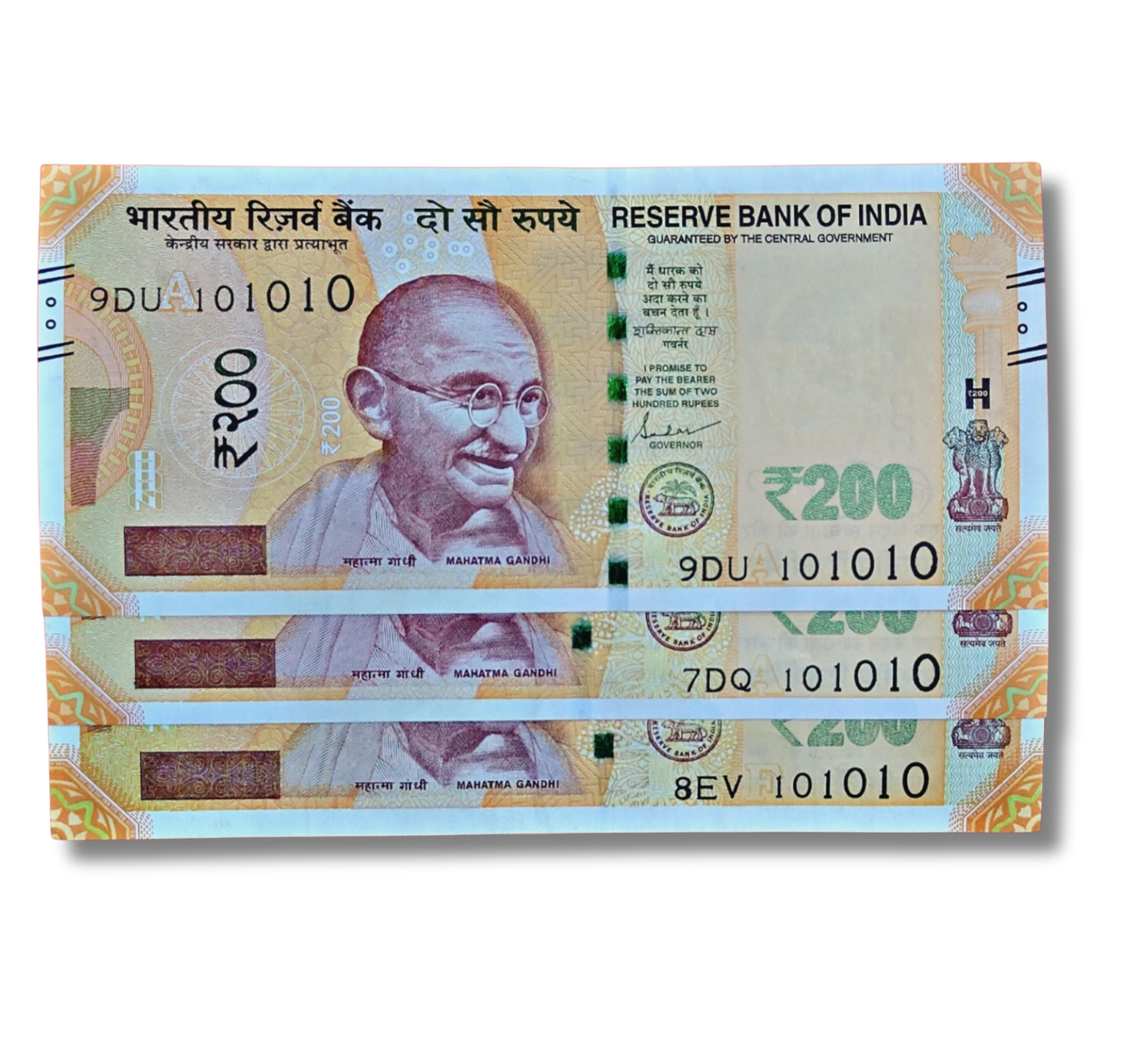 Rs 200 new 101010 date of birth plus tripling number each note 800  gem unc condition