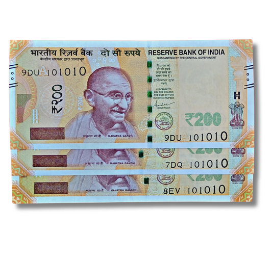 Rs 200 new 101010 date of birth plus tripling number each note 800  gem unc condition