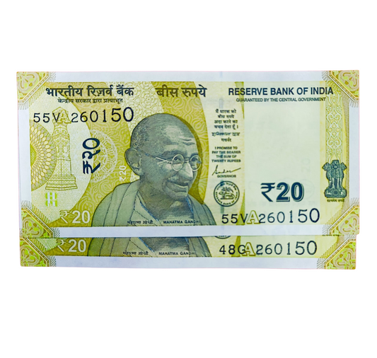 Rs 20 new 260150 January 26 republic day each 500 shakti kant das excellent condition