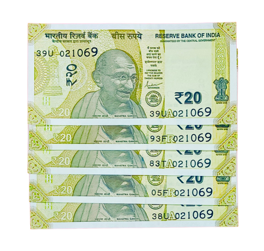 Rs 20 new 021069 Mahatma Gandhi birthday each note 400 governor shakti kant das gem unc  condition