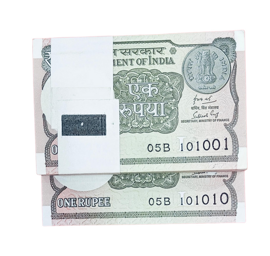 ₹1 Birthday Note Packet – Prefix 05B | Serial 101001 + 101010 Tripling Number | Governor Subhash Garg