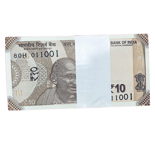 Rs 10 serial birthday packet 011001 governor shakti kant das excellent condition