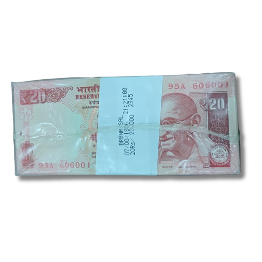 Rs 20 old rim 606001 with 606060 tripling number governor raghuram  rajan unc condition