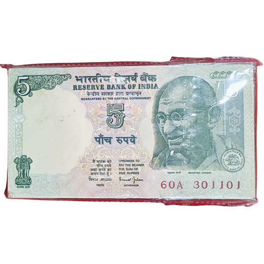 Rs 5 tractor Gandhi Birthday and anniversary note 100pis pkt  30.11.01 gem unc condition