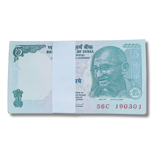 Rs 5 tractor Gandhi Birthday and anniversary note 100pis pkt  19.03.01 gem unc condition