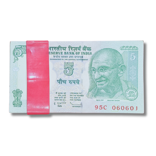 Rs 5 tractor Gandhi Birthday and anniversary note 100pis pkt  06.06.01 gem unc condition