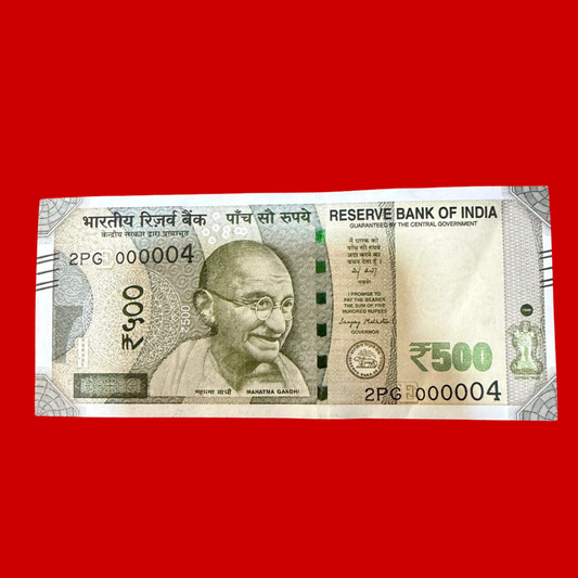 Rs 500 Note 000004 Lower Number Rare Collectible