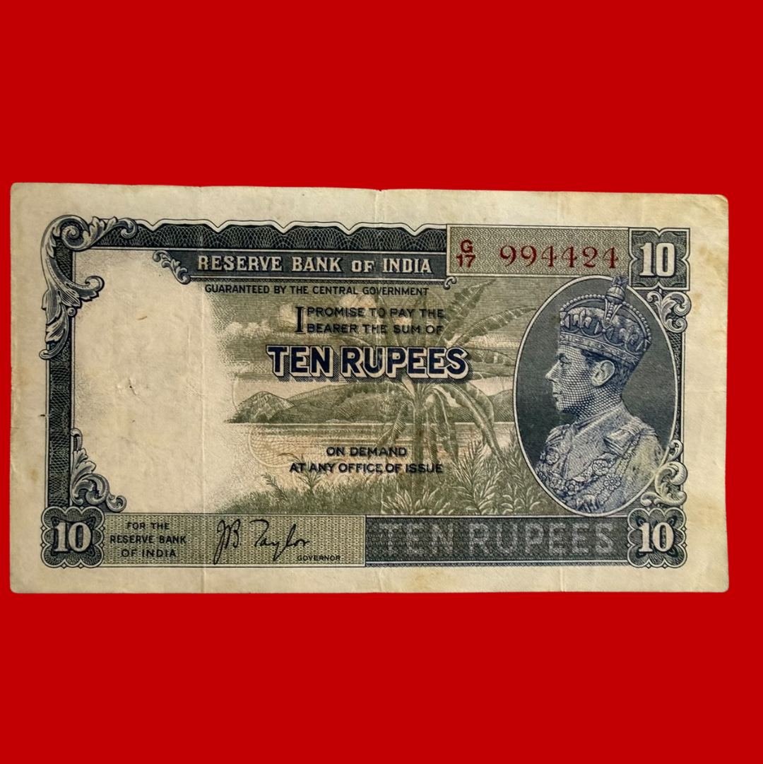 Rs 10 British India George VI Banknote Elephant Reverse Rare Collectible