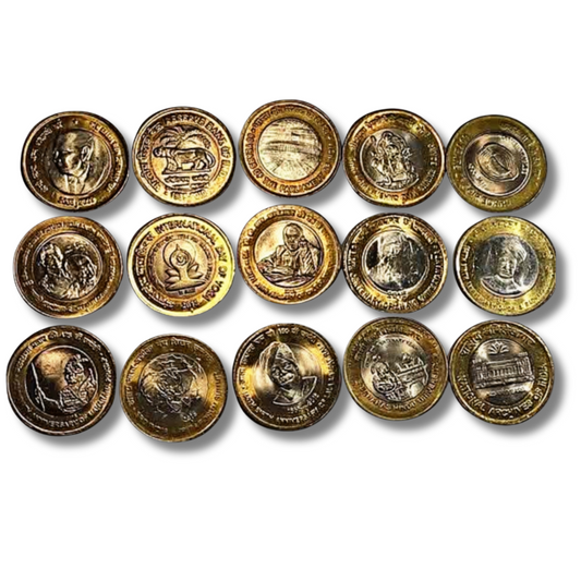 10 Rupees Bimetallic Commemorative Nickel Bronze Coins Complete Set Of 15 Coins
