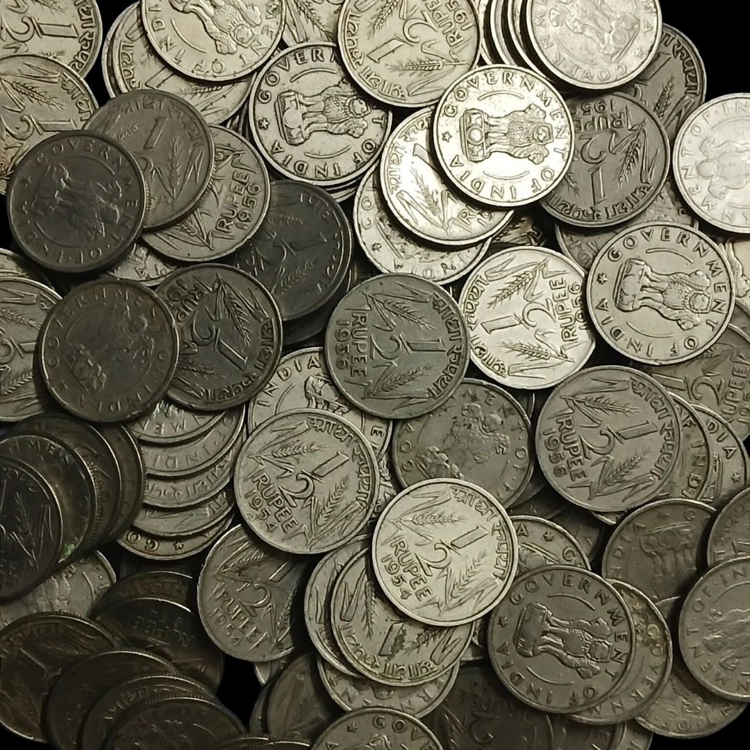 Half Rupee Govt of India 1/2 Rupee Nickel Coins 30 Pcs Mix Year