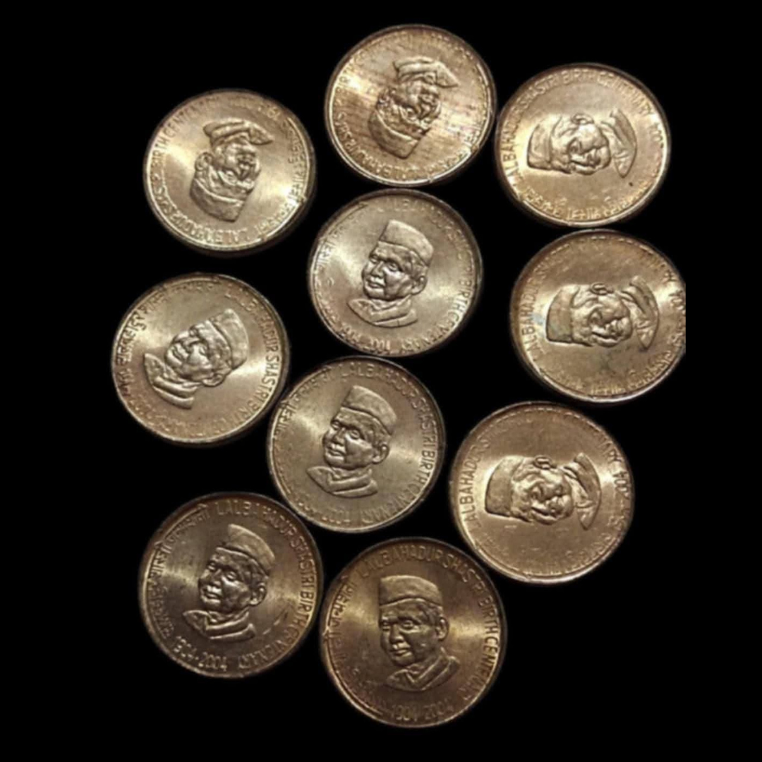 Rs 5 Commemorative Coin Lal Bahadur Shastri Copper Nickel 10 PCs rare